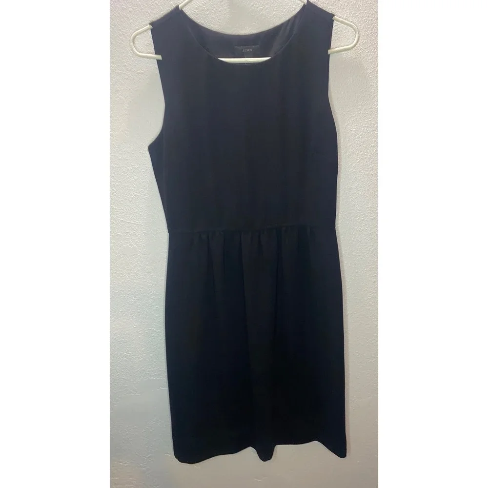 J.Crew Dress Womens 6 Black Sleeveless Round Neck Side Zip Pleated Party